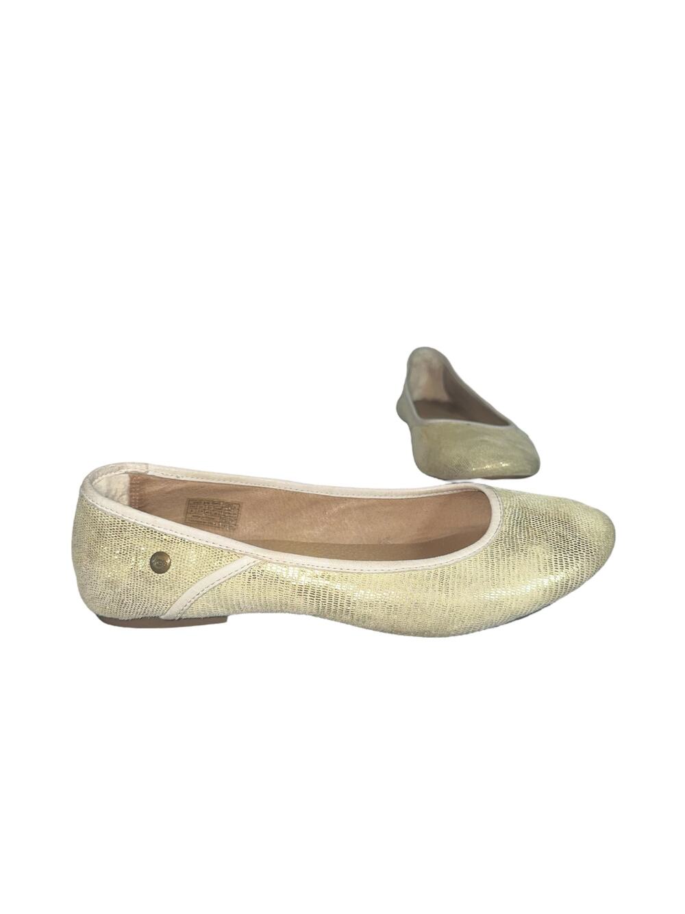 UGG Gold Leather Sheepskin Lined Ballet Flats Size 9 EU 40